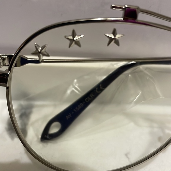 NEW ARRIVALS UNISEX GOLD STAR STUDDED CLEAR LENS AVIATORS GLASSES main image 11